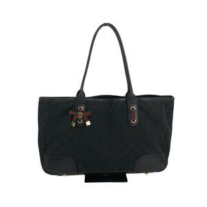Gucci Tote Bag Black Canvas Leather GG Princy Sherry